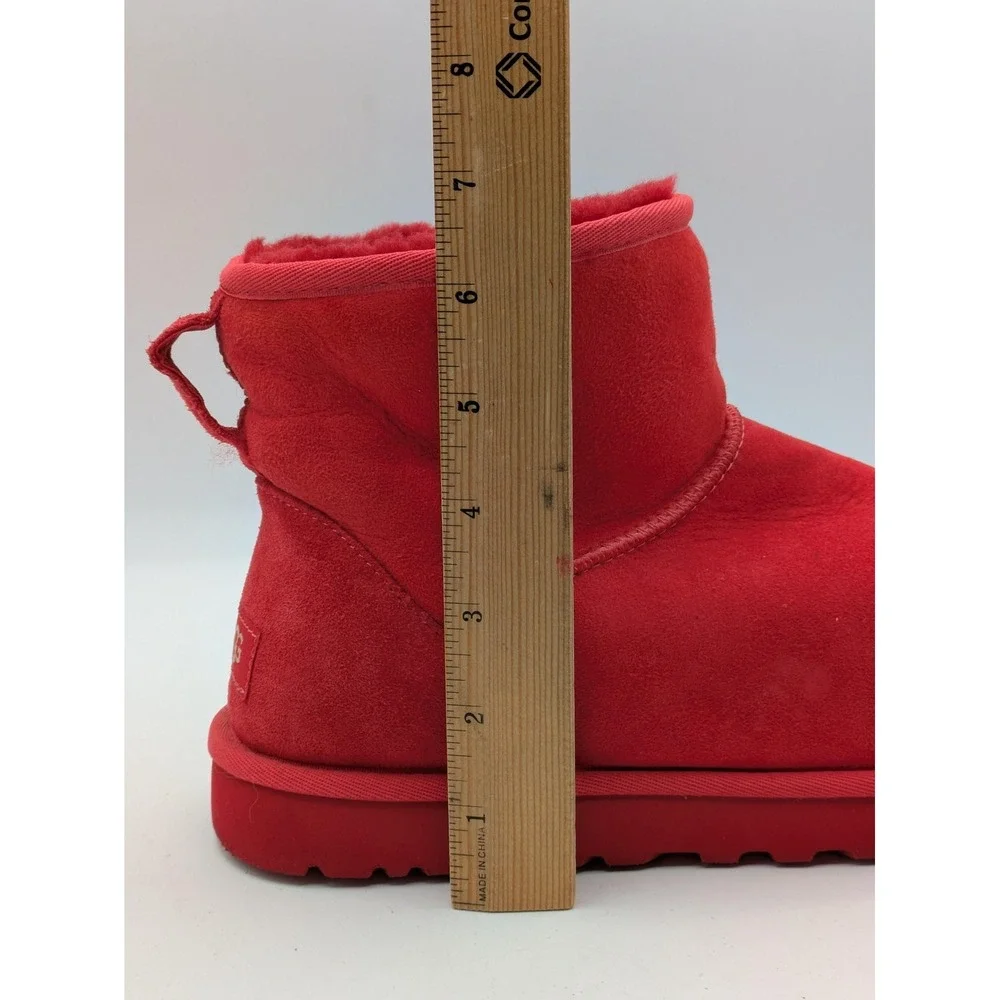 UGG Boots Mens Size 10 Red Suede Shearling Lined Ankle Pull On Winter Casual